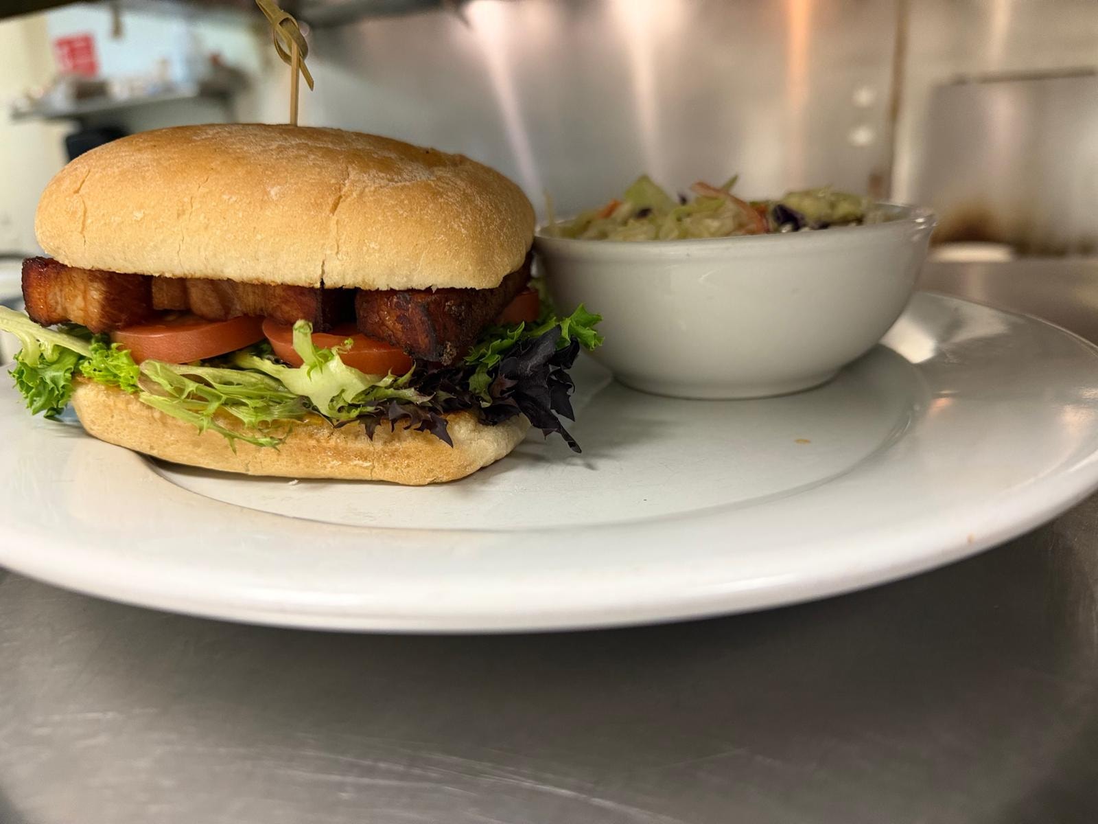Pork sandwich with coleslaw at Westrail