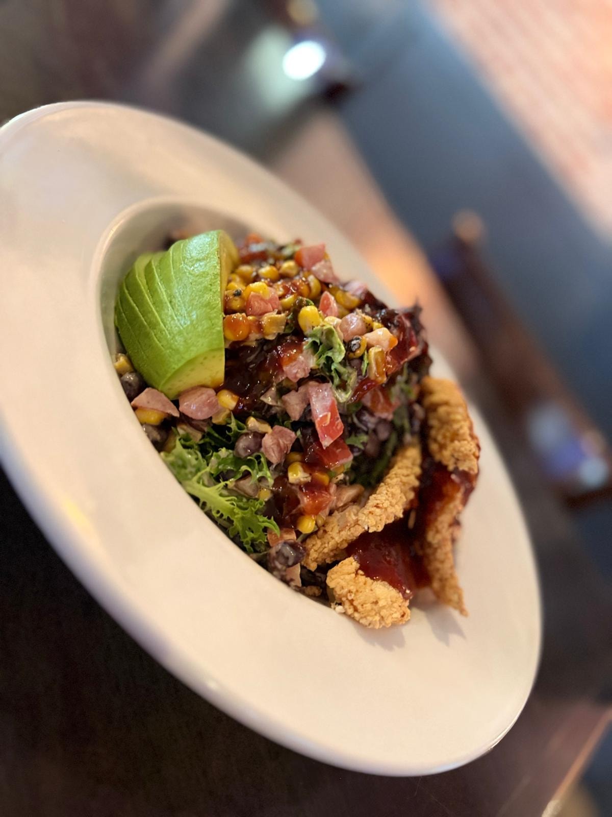 Southwest chicken bowl with avocado corn and black beans at Westrail